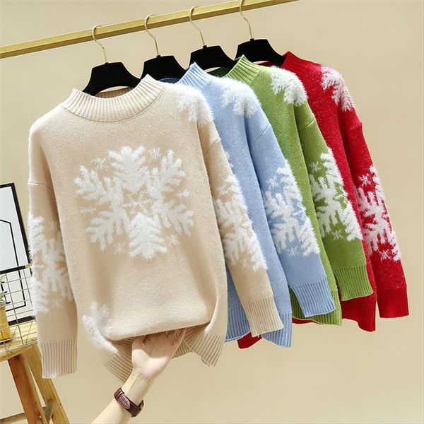 christmas half turtleneck women womens sweater loose pullover autumn and winter wind snowflake warm basic, White;black
christmas half turtleneck women womens sweater loose pullover autumn and winter wind snowflake warm basic, White;black