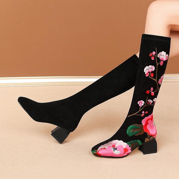 boots women 2021 winter wedding bohemian embroidery stretch knee-high faux suede fashion warm shoes, Black
boots women 2021 winter wedding bohemian embroidery stretch knee-high faux suede fashion warm shoes, Black