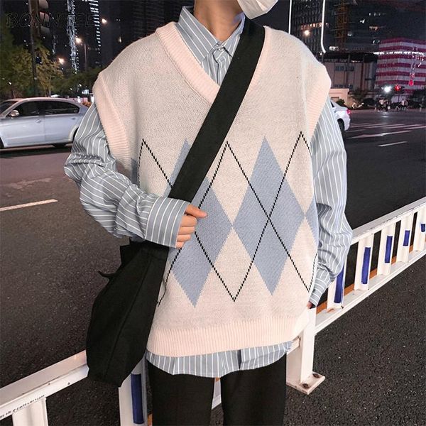 men's vests sweater vest men vintage plaid patchwork loose fashion casual elasticity sleeveless v-neck knitted male all-match simple, Black;white
men's vests sweater vest men vintage plaid patchwork loose fashion casual elasticity sleeveless v-neck knitted male all-match simple, Black;white