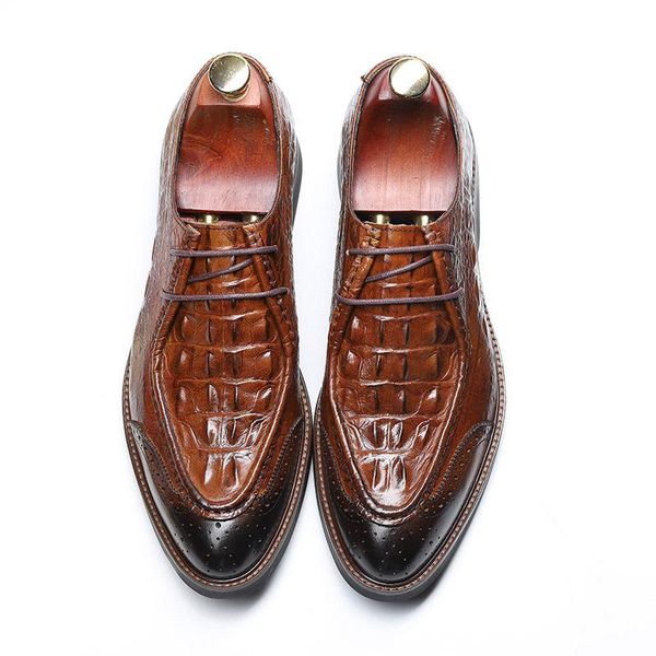 dress shoes men's crocodile pattern cow leather business formal wear lace-up oxfords men british carved brogue casual shoe, Black
dress shoes men's crocodile pattern cow leather business formal wear lace-up oxfords men british carved brogue casual shoe, Black