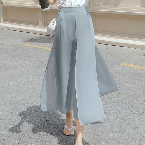 women's pants & capris korean fashion elegant ol summer chiffon wide leg high waist trousers suits for women 2021, Black;white
women's pants & capris korean fashion elegant ol summer chiffon wide leg high waist trousers suits for women 2021, Black;white
