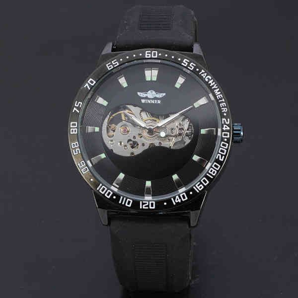 skeleton winner brand quality watch automatic mechanical clock lighting new design with sil tape, Slivery;brown
skeleton winner brand quality watch automatic mechanical clock lighting new design with sil tape, Slivery;brown