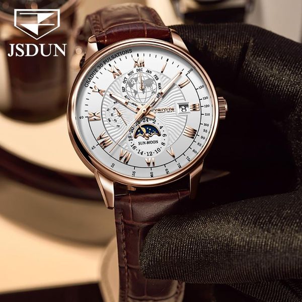 wristwatches jsdun 2021 men's business automatic mechanical watch fashion luxury moon phase calendar sports relogio masculino, Slivery;brown
wristwatches jsdun 2021 men's business automatic mechanical watch fashion luxury moon phase calendar sports relogio masculino, Slivery;brown