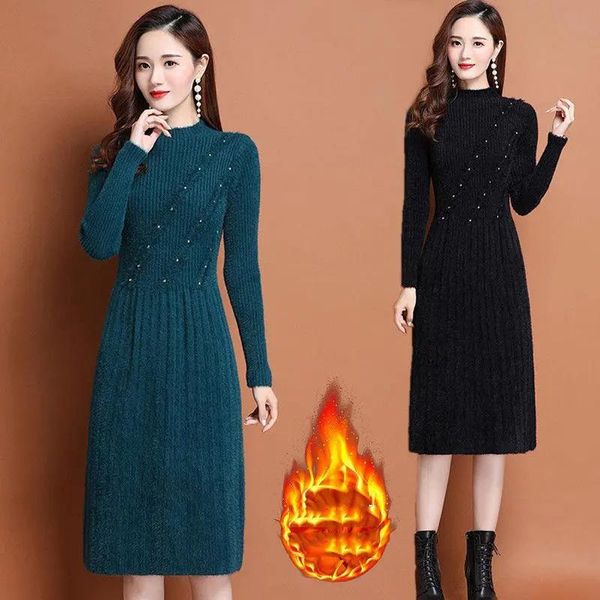 casual dresses elegant imitated mink knee-length sweater dress women winter add velvet a-line knit korean style diamonds party, Black;gray
casual dresses elegant imitated mink knee-length sweater dress women winter add velvet a-line knit korean style diamonds party, Black;gray