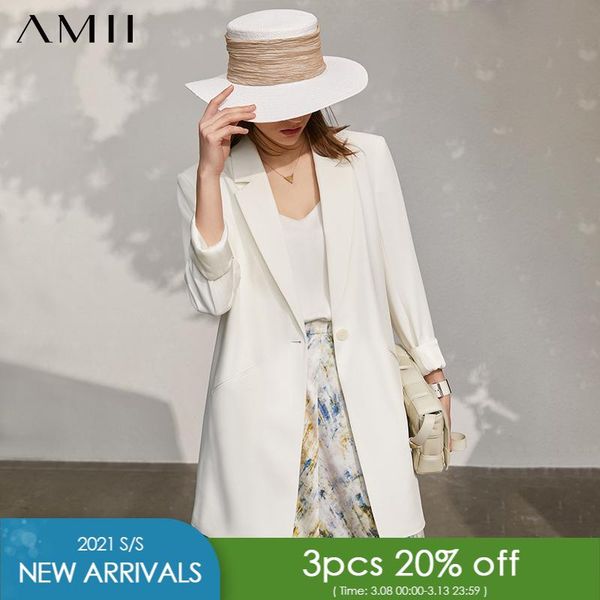 women's suits & blazers amii minimalism spring jacket offical lady solid lapel single button loose female coat causal blazer women 1213, White;black
women's suits & blazers amii minimalism spring jacket offical lady solid lapel single button loose female coat causal blazer women 1213, White;black