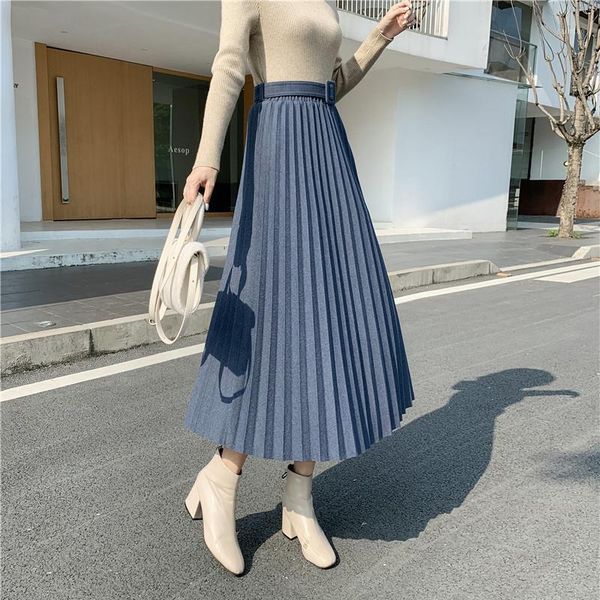 skirts women casual spring elegant hight waist woolen lady belted sashes pleated thicken elastic bottoms, Black
skirts women casual spring elegant hight waist woolen lady belted sashes pleated thicken elastic bottoms, Black
