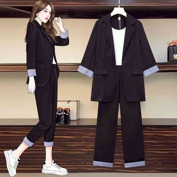women's two piece pants spring summer suit thin slimming cover meat oversized fashion temperament set vrda, White
women's two piece pants spring summer suit thin slimming cover meat oversized fashion temperament set vrda, White