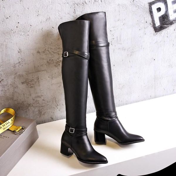 boots big size - thigh high knee over the women ladies belt buckle sleeve pointed heel, Black
boots big size - thigh high knee over the women ladies belt buckle sleeve pointed heel, Black