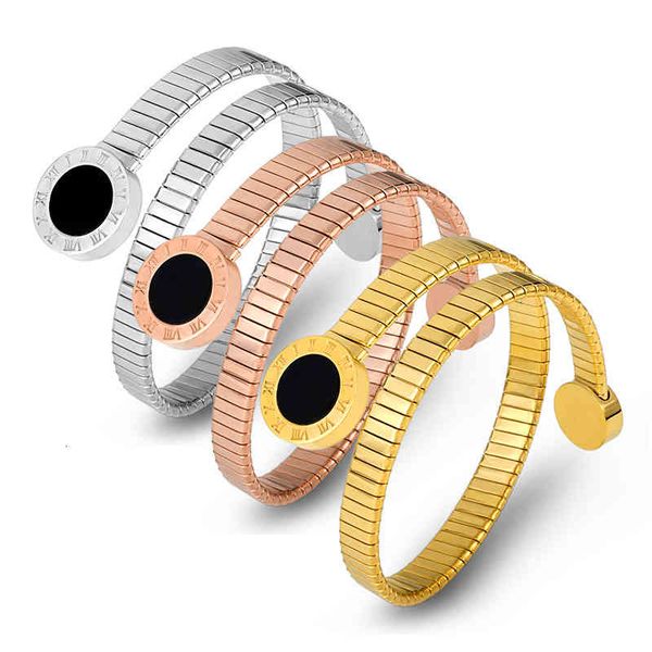 bangles bracelet titanium steel round roman digital women's snake stainless jewelry, Black
bangles bracelet titanium steel round roman digital women's snake stainless jewelry, Black