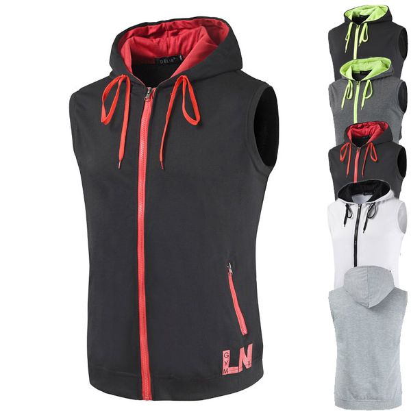 men's hooded vest fashion sports youth training 5-color summer top, Black;white
men's hooded vest fashion sports youth training 5-color summer top, Black;white
