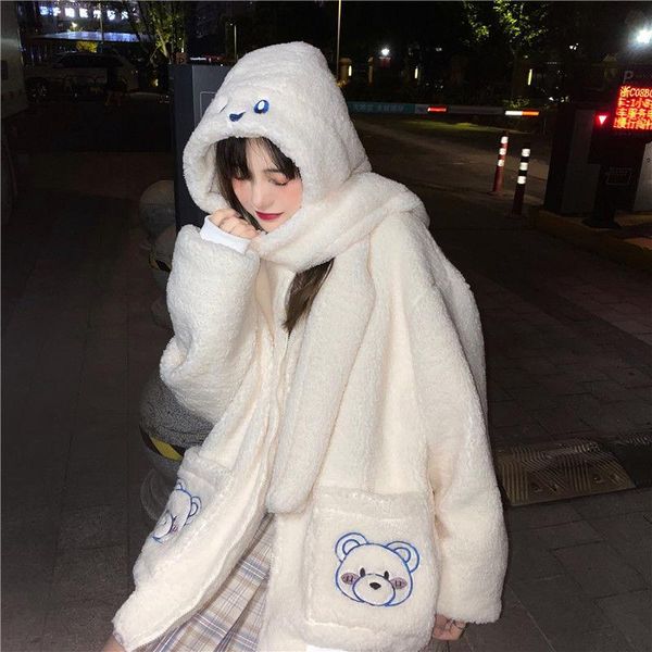 women's fur & faux sweet cute lolita coat girls 2021 winter lamb cashmere loose long hooded jacket women zip up kawaii furry overcoat, Black
women's fur & faux sweet cute lolita coat girls 2021 winter lamb cashmere loose long hooded jacket women zip up kawaii furry overcoat, Black