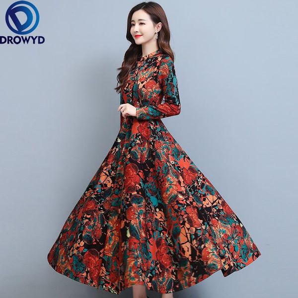 casual dresses 2021 vintage print floral shirt dress autumn winter elegant evening midi women bodycon party maxi vestidos, Black;gray
casual dresses 2021 vintage print floral shirt dress autumn winter elegant evening midi women bodycon party maxi vestidos, Black;gray