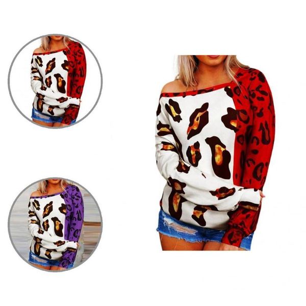 women's blouses & shirts women shirt slash collar casual skin-friendly ladies leopard printing off shoulder top, White
women's blouses & shirts women shirt slash collar casual skin-friendly ladies leopard printing off shoulder top, White