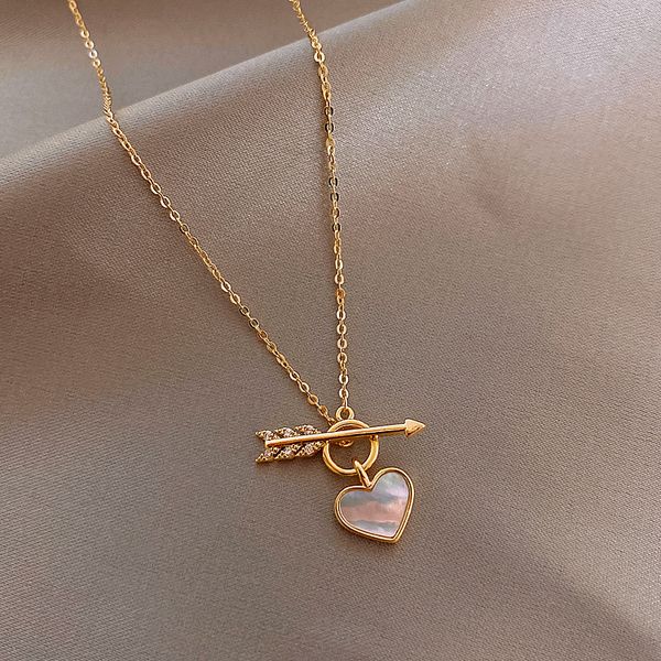 designer necklace luxury chain one arrow through the heart korean simple personality shell love clavicle women's net red trend neck orn, Silver
designer necklace luxury chain one arrow through the heart korean simple personality shell love clavicle women's net red trend neck orn, Silver
