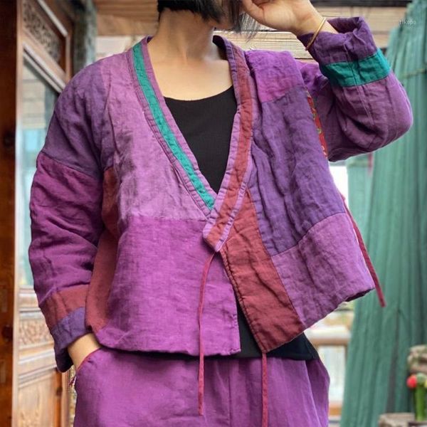 women's jackets johnature women purple random patchwork warm coat cotton winter v-neck 2021 loose vintage casual belt short1, Black;brown
women's jackets johnature women purple random patchwork warm coat cotton winter v-neck 2021 loose vintage casual belt short1, Black;brown