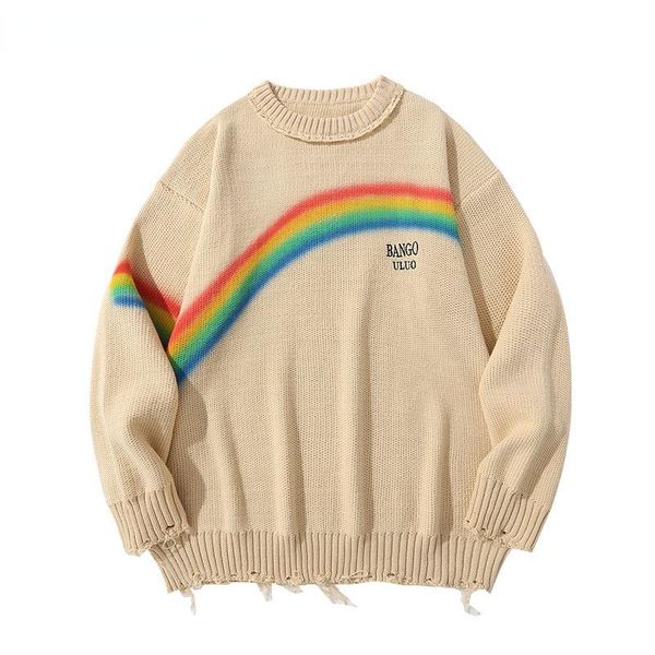 men's sweaters 2021 harajuku streetwear rainbow knitted jumpers sweater hip hop fashion casual knitwear outerwear loose, White;black
men's sweaters 2021 harajuku streetwear rainbow knitted jumpers sweater hip hop fashion casual knitwear outerwear loose, White;black
