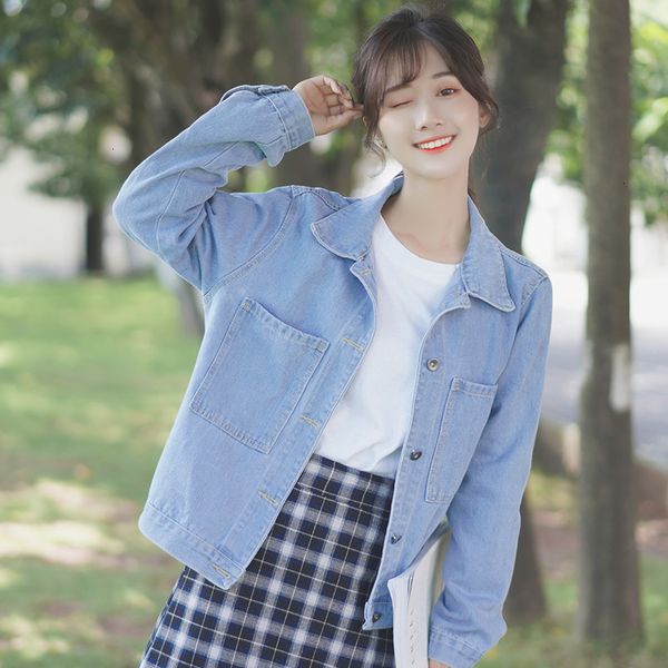 women's jackets spring autumn denim women loose solid color single-breasted long sleeve big pocket jean female q1300 nid3, Black;brown
women's jackets spring autumn denim women loose solid color single-breasted long sleeve big pocket jean female q1300 nid3, Black;brown