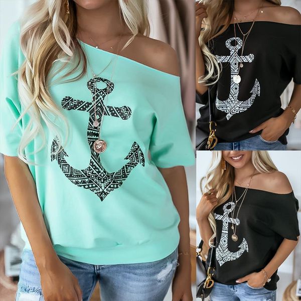 anchor print slash neck women blouses half sleeve casual tunic streetwear female blousa fashion, White
anchor print slash neck women blouses half sleeve casual tunic streetwear female blousa fashion, White