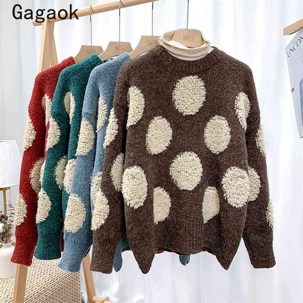 vintage knitted sweater women spring autumn o-neck full dot loose casual chic warm sweet wild fashion pullovers 210531, White;black
vintage knitted sweater women spring autumn o-neck full dot loose casual chic warm sweet wild fashion pullovers 210531, White;black