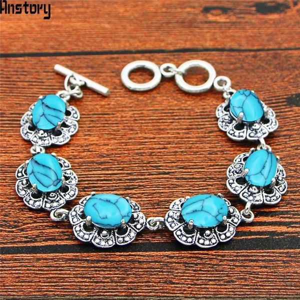 charm bracelets oval blue stone bracelet plum flower design vintage look antique silver plated fashion jewelry tb335, Golden;silver
charm bracelets oval blue stone bracelet plum flower design vintage look antique silver plated fashion jewelry tb335, Golden;silver