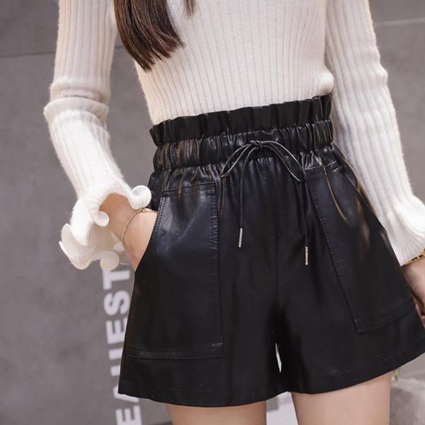 autumn winter high waist pu leather shorts women elastic waist width leg shorts streetwears female fashion england style shorts, White;black 
autumn winter high waist pu leather shorts women elastic waist width leg shorts streetwears female fashion england style shorts, White;black