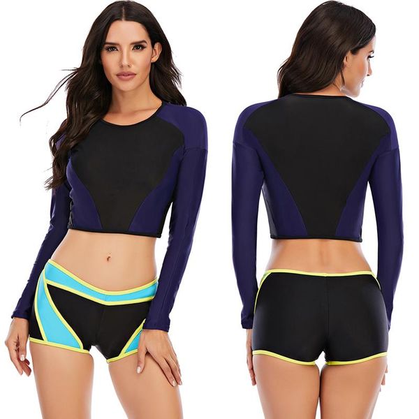 sport women long sleeve swimsuit two pieces rash guard swimming suit contrast color high waist surfing swimwear bathing suit
sport women long sleeve swimsuit two pieces rash guard swimming suit contrast color high waist surfing swimwear bathing suit