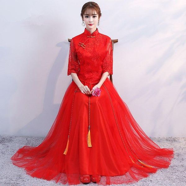 ethnic clothing chinese traditional embroidery cheongsam lace wedding dress slim bride qipao orientale dresses, Red
ethnic clothing chinese traditional embroidery cheongsam lace wedding dress slim bride qipao orientale dresses, Red
