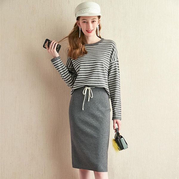 two piece dress women autumn striped knitted pullover knitshirts + lace-up midi skirts set fashion 2pcs clothing suits office lady, White
two piece dress women autumn striped knitted pullover knitshirts + lace-up midi skirts set fashion 2pcs clothing suits office lady, White