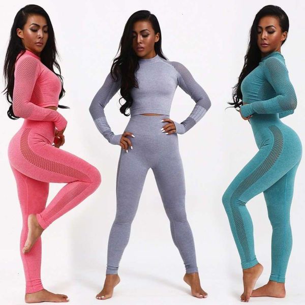 20212019 new seamless sports long sleeve suit yoga pants leisure fitness female, Gray
20212019 new seamless sports long sleeve suit yoga pants leisure fitness female, Gray