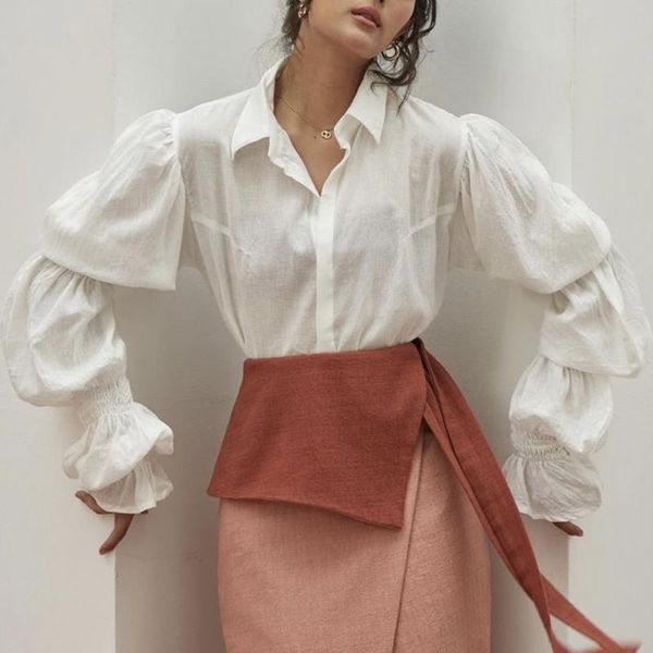 women's blouses & shirts women elegant blouse 2021 summer french puff sleeves short lady crop female stand collar long-sleeved shirt, White
women's blouses & shirts women elegant blouse 2021 summer french puff sleeves short lady crop female stand collar long-sleeved shirt, White