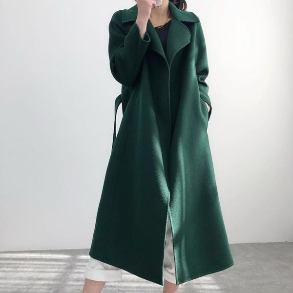 women's wool & blends water ripple long over-the-knee double-sided coat female cloth of sapphire blue autumn cashmere woolen, Black
women's wool & blends water ripple long over-the-knee double-sided coat female cloth of sapphire blue autumn cashmere woolen, Black