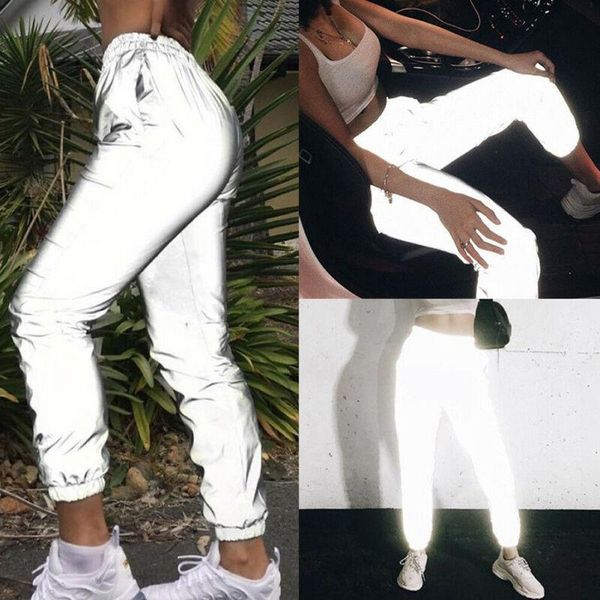 women's pants & capris womens ladies reflective luminous elastic waist high baggy trousers loose sparkling, Black;white
women's pants & capris womens ladies reflective luminous elastic waist high baggy trousers loose sparkling, Black;white