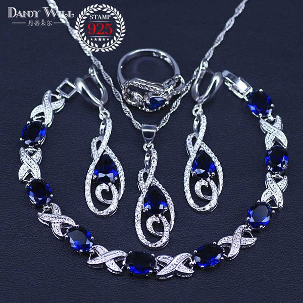 new 4pcs blue cubic zirconia silver color jewelry sets for women bracelets necklace pendant earrings rings gift box h1022
new 4pcs blue cubic zirconia silver color jewelry sets for women bracelets necklace pendant earrings rings gift box h1022
