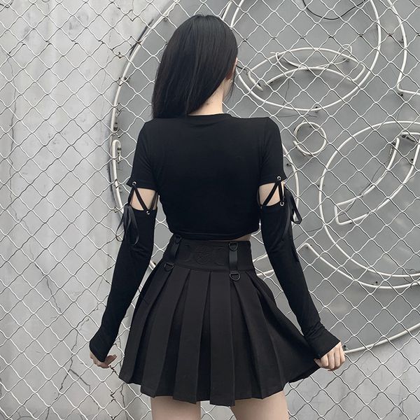 fashion harajuku slim long sleeve splice women crop gothic print hollow out t-shirt female summer streetwear top, White
fashion harajuku slim long sleeve splice women crop gothic print hollow out t-shirt female summer streetwear top, White