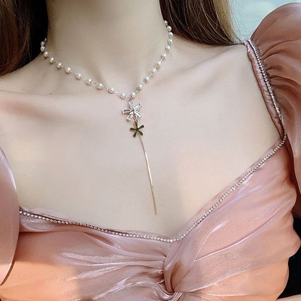 ins style fashion design pearl zircon flower tassel necklace net red temperament clavicle chain pendant simple pendant, Silver
ins style fashion design pearl zircon flower tassel necklace net red temperament clavicle chain pendant simple pendant, Silver