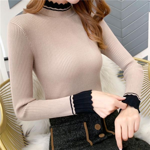 women's sweaters 9480 2021 half-neck sweater slim wear fashion thick knit bottoming shirt women autumn and winter foreign tide, White;black
women's sweaters 9480 2021 half-neck sweater slim wear fashion thick knit bottoming shirt women autumn and winter foreign tide, White;black