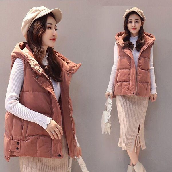women's vests 2021 winter vest women waistcoat female sleeveless stand jacket hooded warm velvet short solid outwear colete feminino g2, Black;white
women's vests 2021 winter vest women waistcoat female sleeveless stand jacket hooded warm velvet short solid outwear colete feminino g2, Black;white