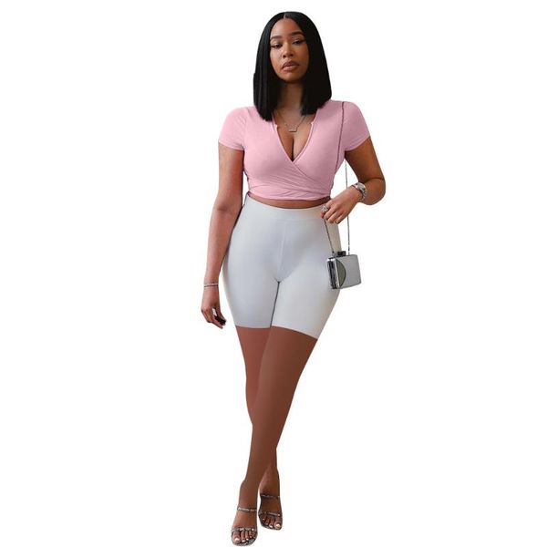women's tracksuits summer clothing solid color cross laminated lace-up deep v short shorts casual sports two-piece suit, Gray
women's tracksuits summer clothing solid color cross laminated lace-up deep v short shorts casual sports two-piece suit, Gray