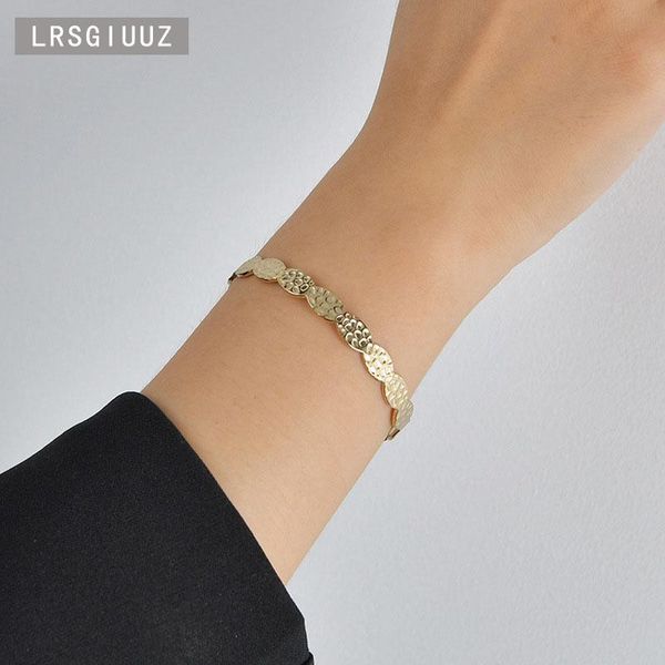 bangle simple splicing convex concave oval bracelet women's light luxury niche c-shaped opening stainless steel women, Black