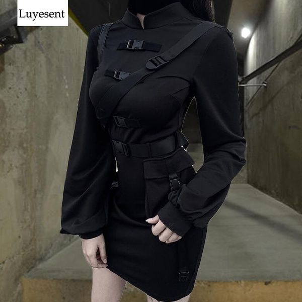 casual dresses black dark cargo goth women dress 2021 lady stand neck plastic buckle mini high waist belt big pocket punk gothic strap, Black;gray
casual dresses black dark cargo goth women dress 2021 lady stand neck plastic buckle mini high waist belt big pocket punk gothic strap, Black;gray