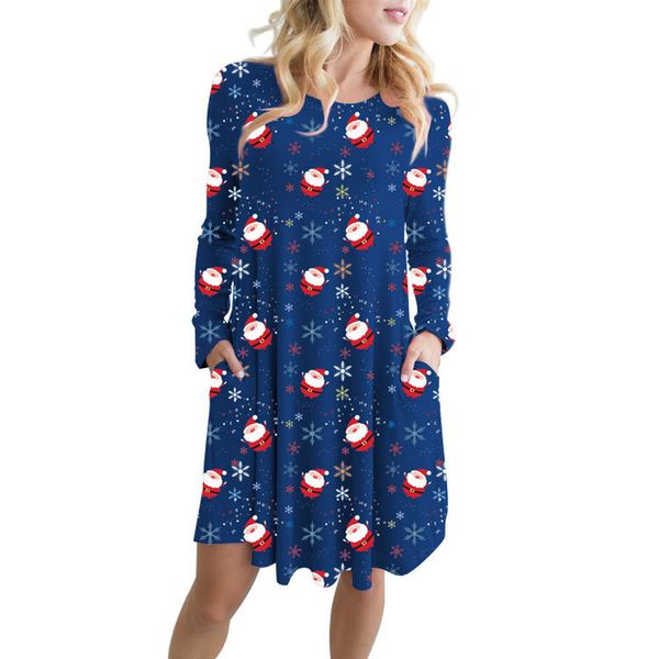 christmas new christmas cartoon snowman print big swing pocket dress, Black;gray
christmas new christmas cartoon snowman print big swing pocket dress, Black;gray