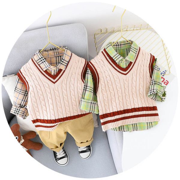 baby clothing sets boys suits children kids clothes spring autumn sweater vest long sleeve shirts plaid trousers pants casual wear 3pcs b779, White
baby clothing sets boys suits children kids clothes spring autumn sweater vest long sleeve shirts plaid trousers pants casual wear 3pcs b779, White