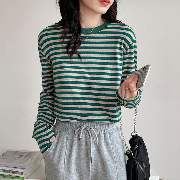 women's t-shirt female stripe long sleeve o-neck ins bottom cotton tee spring autumn mtw600104, White
women's t-shirt female stripe long sleeve o-neck ins bottom cotton tee spring autumn mtw600104, White
