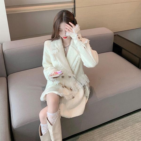 women's suits & blazers tassel woolen jacket autumn winter all-match thick temperament mid-length suit coat trend blazer female y1437, White;black
women's suits & blazers tassel woolen jacket autumn winter all-match thick temperament mid-length suit coat trend blazer female y1437, White;black