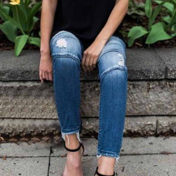 women's jeans stylish ripped denim pants lady soft texture good elasticity, Blue
women's jeans stylish ripped denim pants lady soft texture good elasticity, Blue