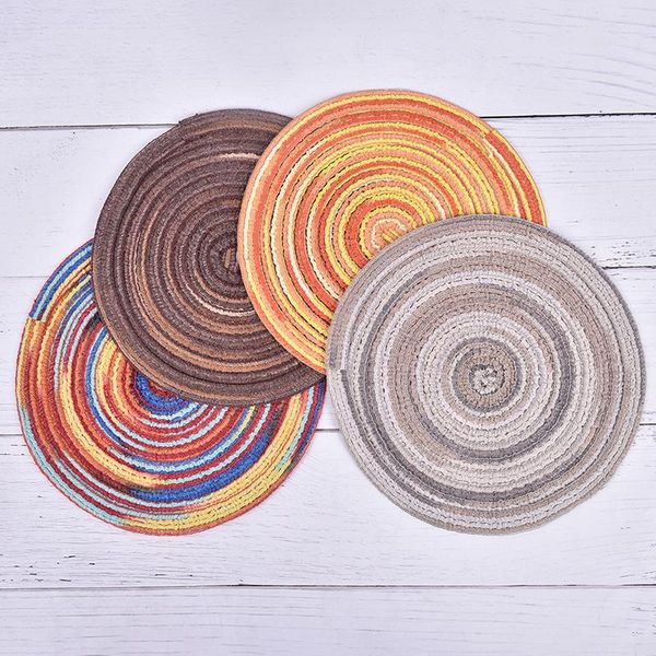 mats & pads rainbow color placemat round weaving dining table pad, heat resistant kitchen anti-skid mat homedecor
mats & pads rainbow color placemat round weaving dining table pad, heat resistant kitchen anti-skid mat homedecor