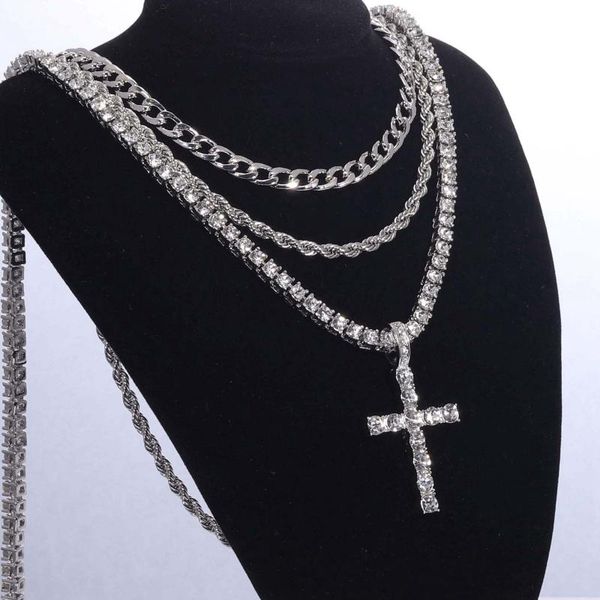 pendant necklaces men women hip hop cross necklace with 4mm zircon tennis chain iced out bling hiphop jewelry, Silver
pendant necklaces men women hip hop cross necklace with 4mm zircon tennis chain iced out bling hiphop jewelry, Silver