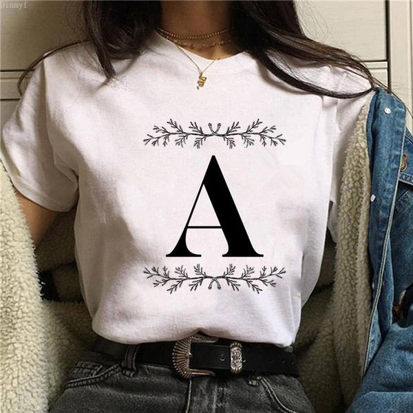 women's t-shirt custom name letter combination printing flower font a b c d e f g short sleeve clothes, White
women's t-shirt custom name letter combination printing flower font a b c d e f g short sleeve clothes, White