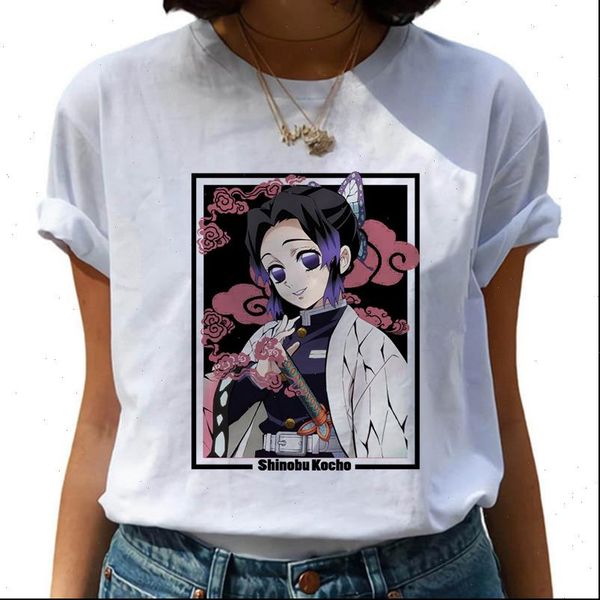 women summer new fashion ulzzang harajuku shirt japanese anime slayer t shirt 90s cartoon graphic kawaii t shirt female, White