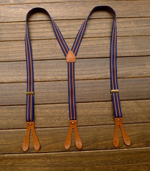 men y-back adjustable button end suspenders blue orange stripes wide 2.5cm, Black;white
men y-back adjustable button end suspenders blue orange stripes wide 2.5cm, Black;white